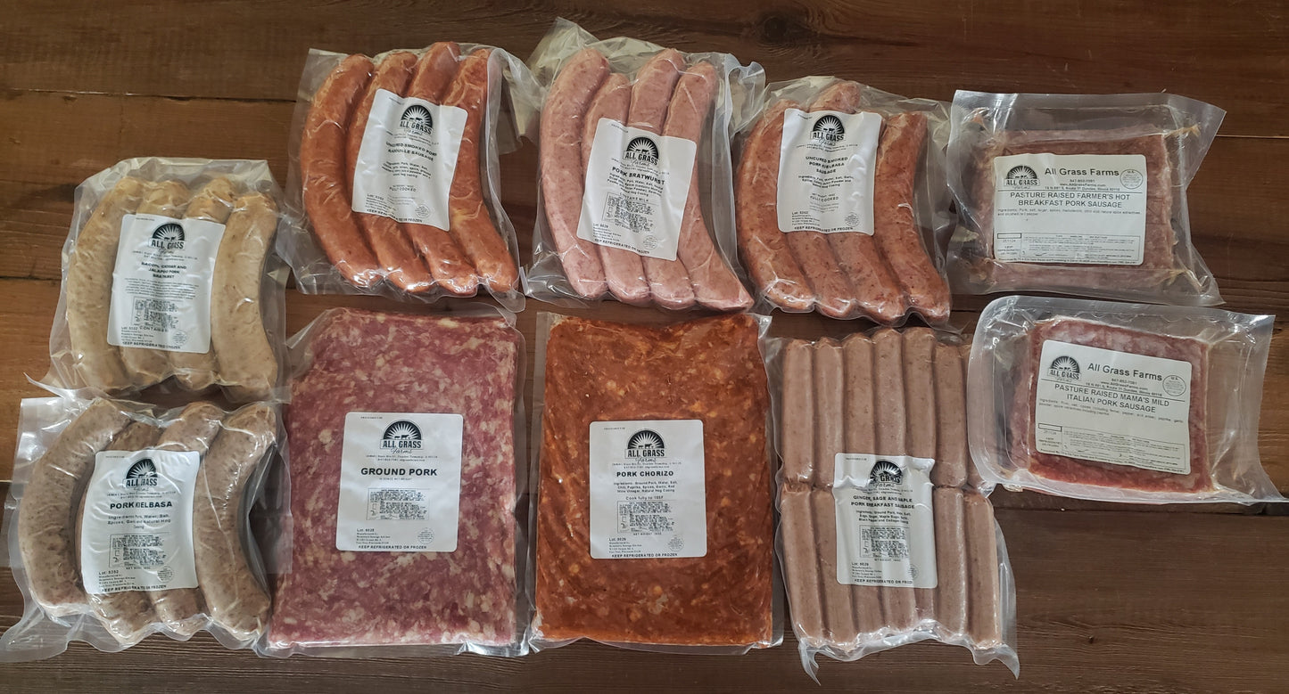 15 lb. Pastured Pork Sausage and Bratwurst Bundle